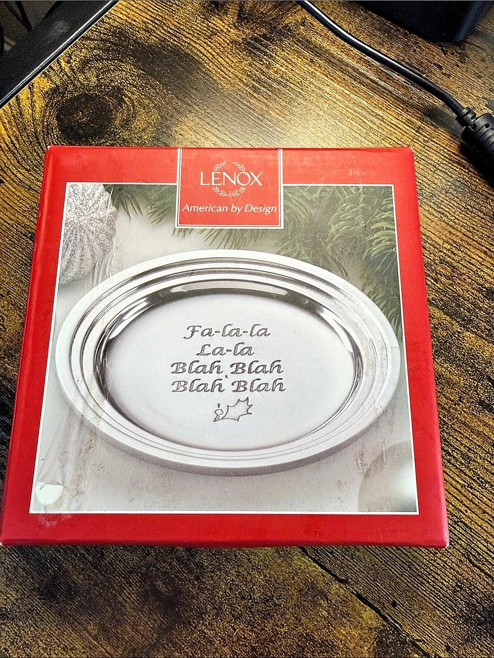 Lenox Holiday Fa-La-La-La-Blah wine bottle coaster Holiday plate